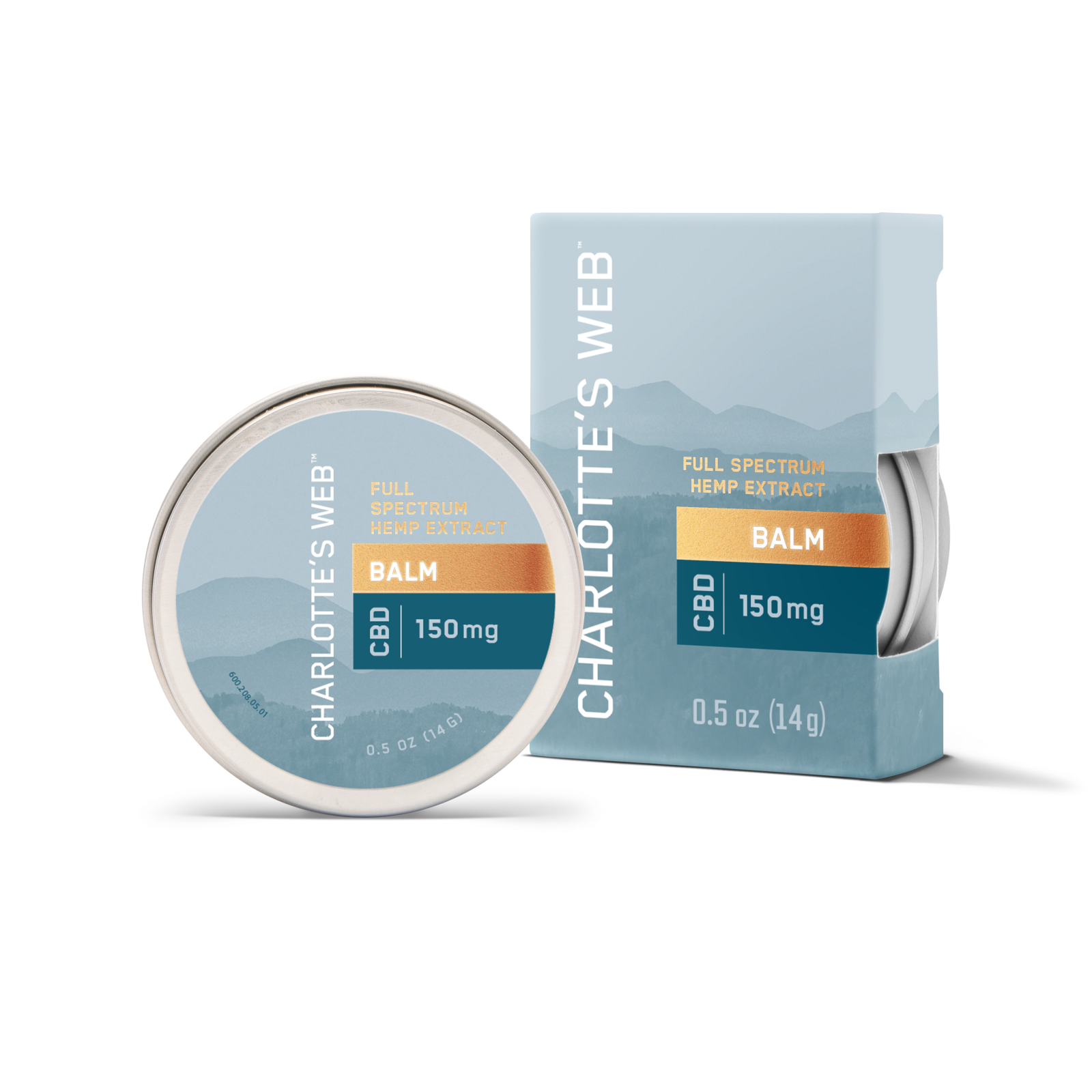 Product Image for Charlotte's Web CBD balm container and packaging on a white background