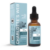Product Image for Charlotte's Web full spectrum hemp extract bottle and packaging on a white background