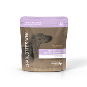Product Image for Charlotte's Web pet chew package for skin health and allergy support on a white background