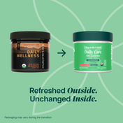 Product Image for Two jars of Charlotte's Web products on a green background with text 'Refreshed Outside. Unchanged Inside.'