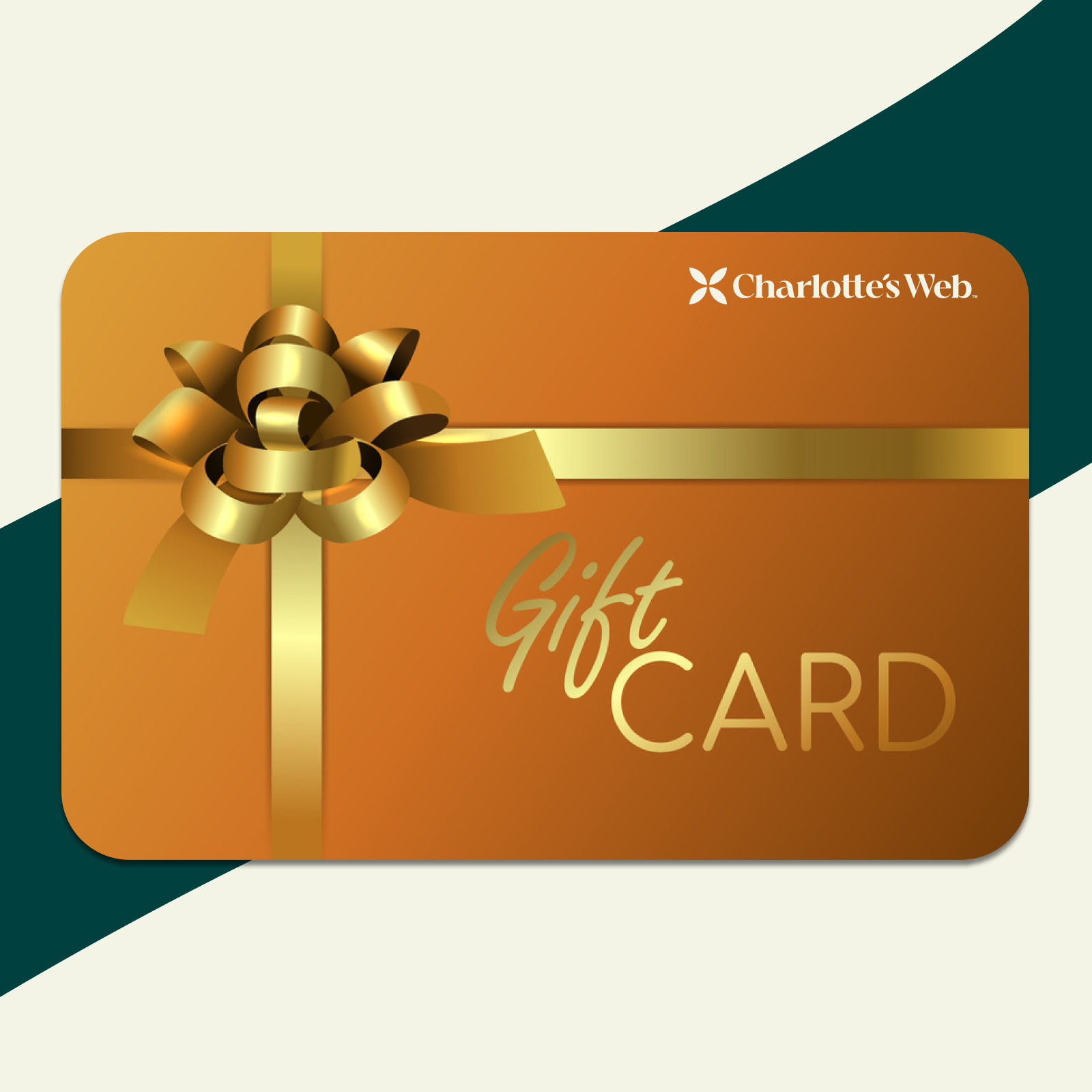 Product Image for Gold gift card with green and white background.