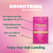 Product Image for Pink packaging of Brightside Charlotte's Web product on a pink gradient background