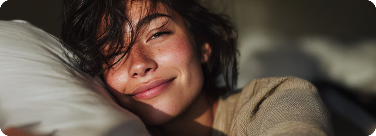 Woman smiling with a soft focus background