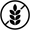 a black and white symbol with a leaf in a circle