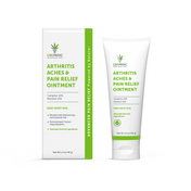 Product Image for Tube and packaging of arthritis pain relief ointment on a white background
