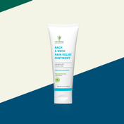 Product Image for Tube of Back &amp; Neck Pain Relief Ointment on a two-tone background