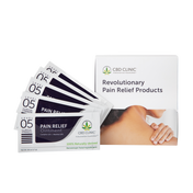 Product Image for CBD Clinic pain relief ointment packaging with a person applying the ointment on their arm.
