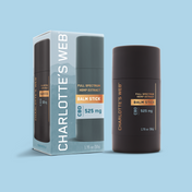 Product Image for Charlotte&#39;s Web CBD balm stick packaging on a light blue background