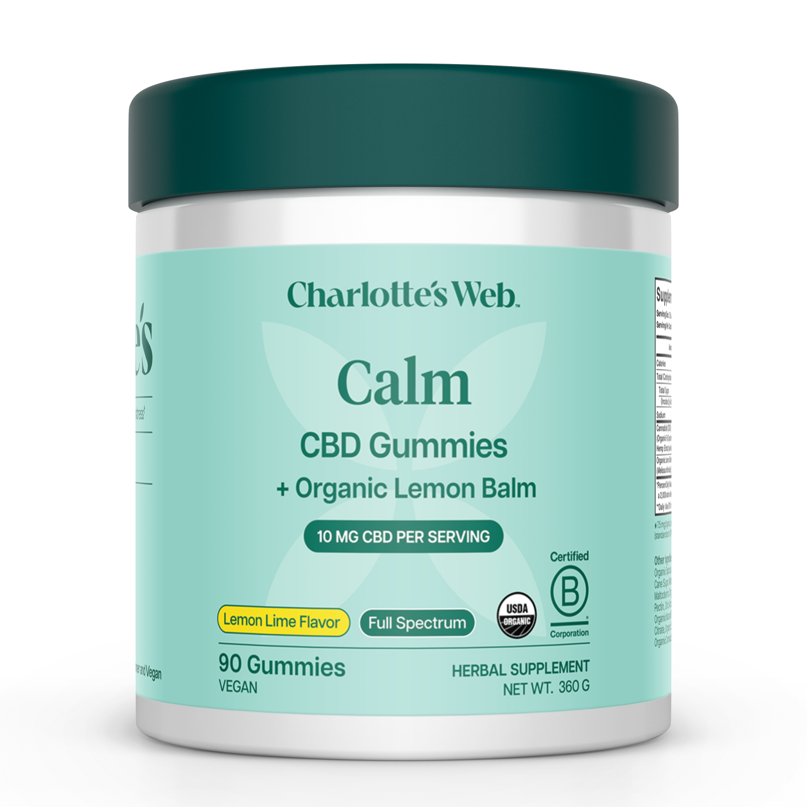 Product Image for Jar of Charlotte&#39;s Web Calm CBD Gummies on a white background