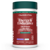 Product Image for Jar of Charlotte&#39;s Web 60ct Energy &amp; Endurance CBD Gummies on a white background