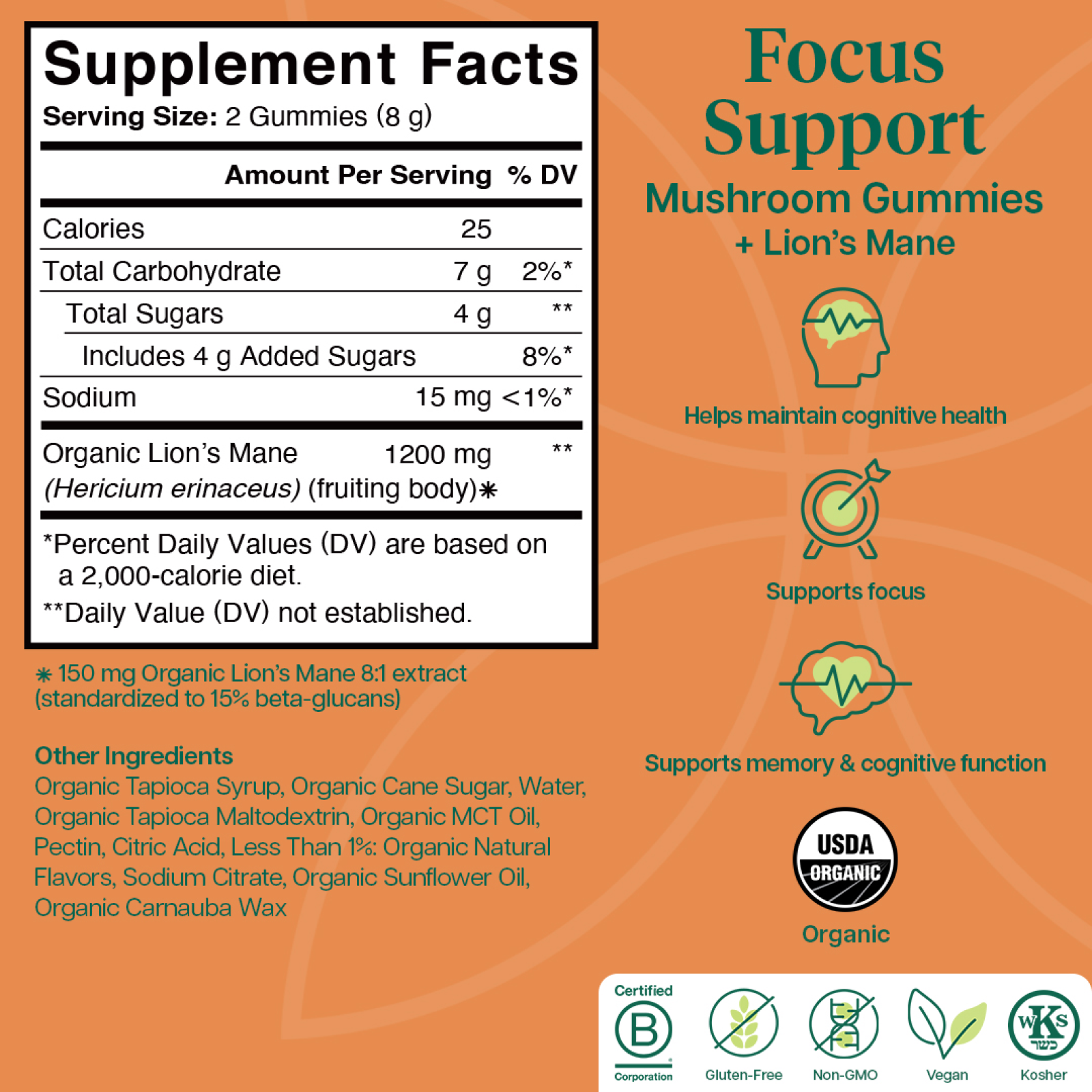 Product Image for Focus Support Supplement Facts