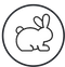 a white rabbit in a black circle