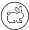 a white rabbit in a black circle