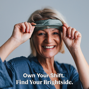 Product Image for Woman holding a sleep mask with text &#39;Own Your Shift. Find Your Brightside.&#39;