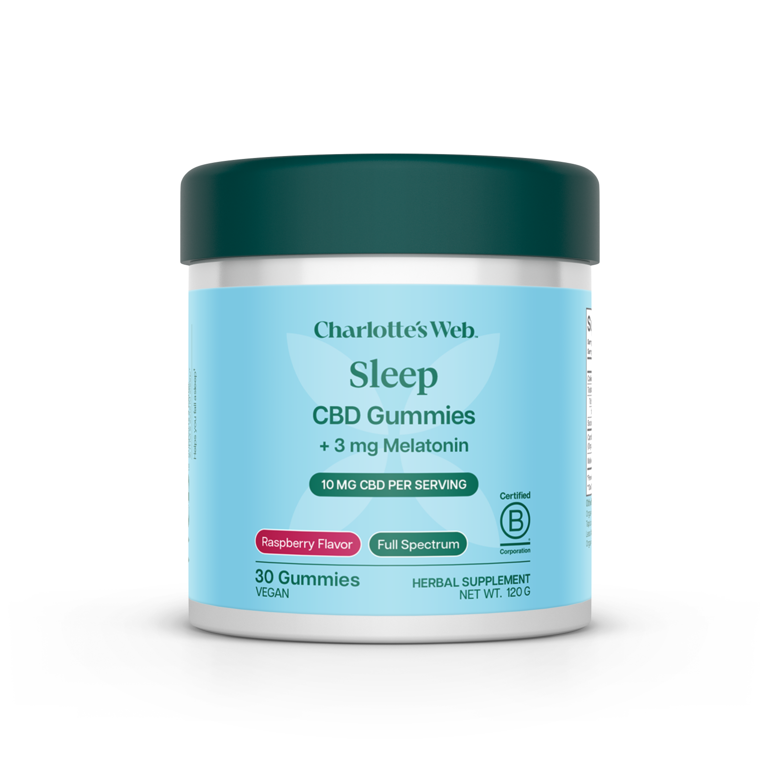 Product Image for Jar of Charlotte&#39;s Web Sleep CBD Gummies on a white background