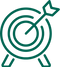 Green target with arrow icon on a white background